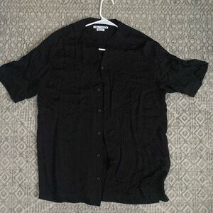Black ; Collarless button down